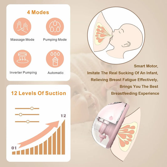 Wireless Wearable Electric Breast Pump — BPA-Free, Hands-Free, with Heating & UV Sterilizing Lid