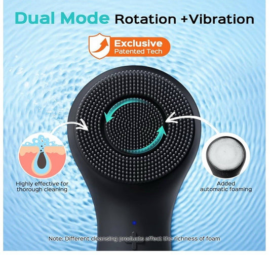 Face Scrubber Facial Cleansing Brush: 2 in 1 Spin and Vibration Patented Tech