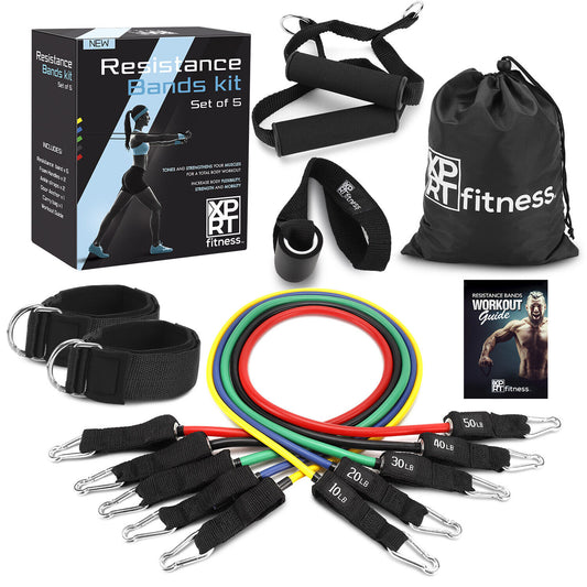 XPRT Fitness 11-Piece Resistance Bands Set 150LB - Ultimate Home Gym Kit