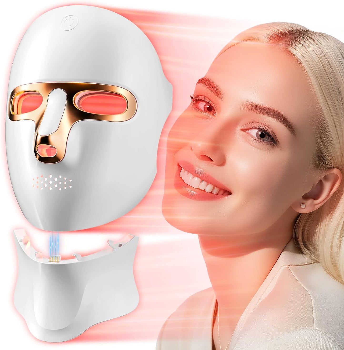 Red Light Therapy Mask for Face,Cordless LED Face Mask Light Therapy,Usb C Rechargeable,Infrared Light Therapy Mask for Home Working Travel Yoga Sleep