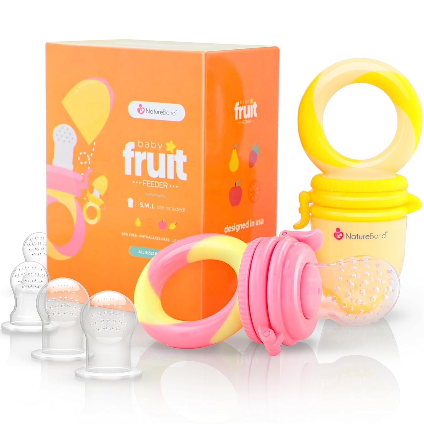 Baby Fruit Feeder Pacifier (2 Pack) – Teething Toy & Weaning Nibbler with Extra Silicone Sacs