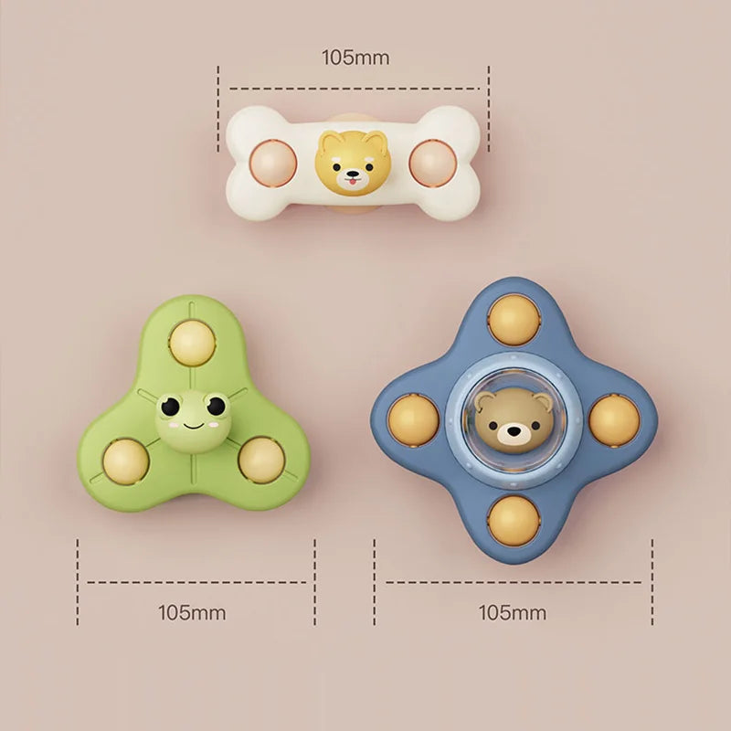 3PCS Baby Suction Cup Spinner Toys – Sensory Fidget Rattles for Toddler Learning & Stress Relief