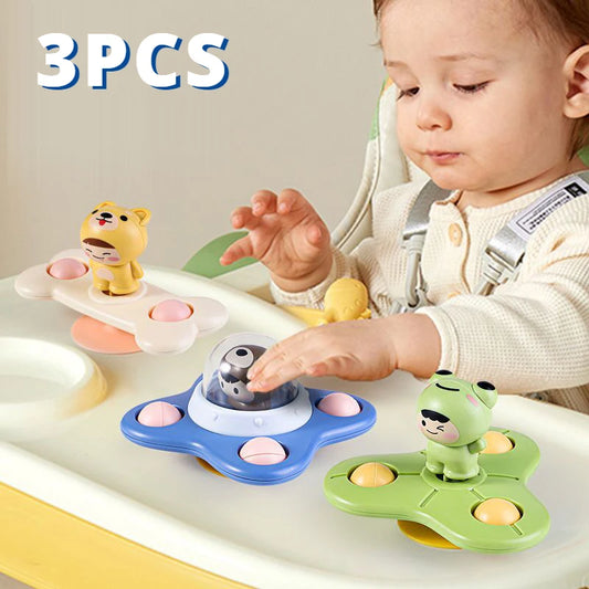 3PCS Baby Suction Cup Spinner Toys – Sensory Fidget Rattles for Toddler Learning & Stress Relief