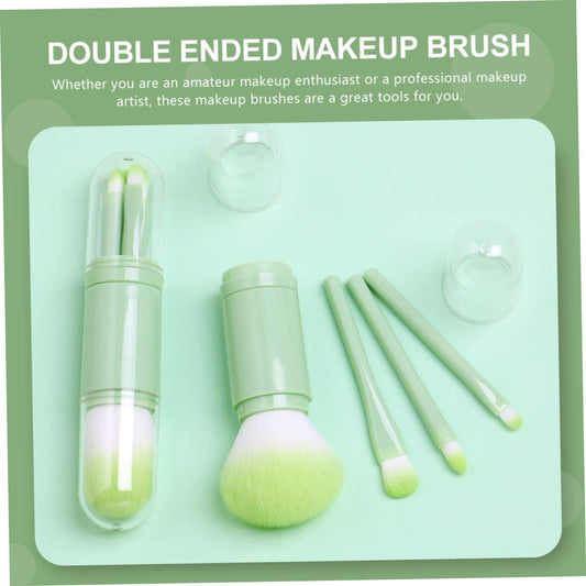 Double-Ended Retractable Powder Brush Makeup Brush Set Portable Soft Artificial for Women and Girls