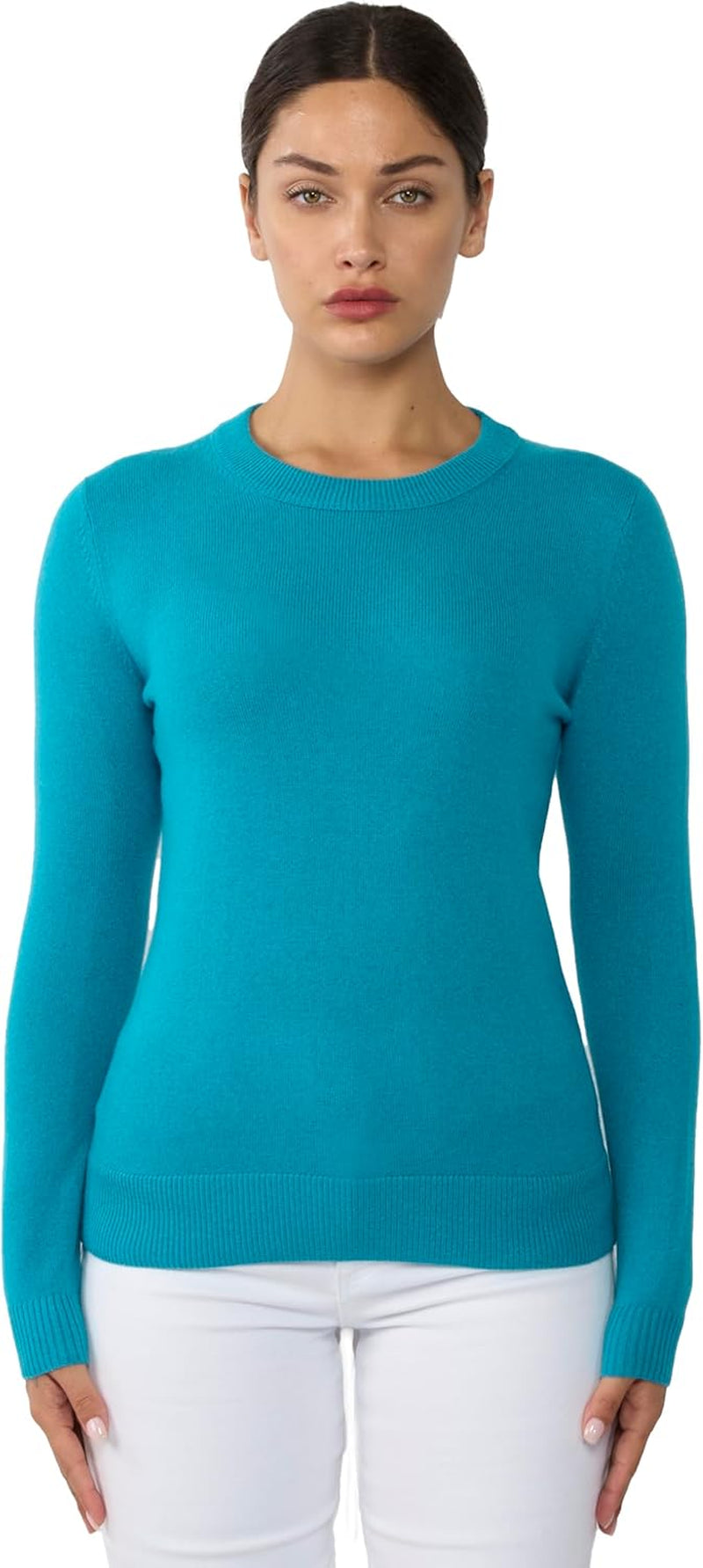 Women'S 100% Pure Cashmere Long Sleeve Crew Neck Sweater