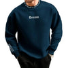 Men Fall Winter Sweatshirt round Neck Long Sleeve Men Top Letter Print Thick Loose Warm Mid Length Men Casual Top