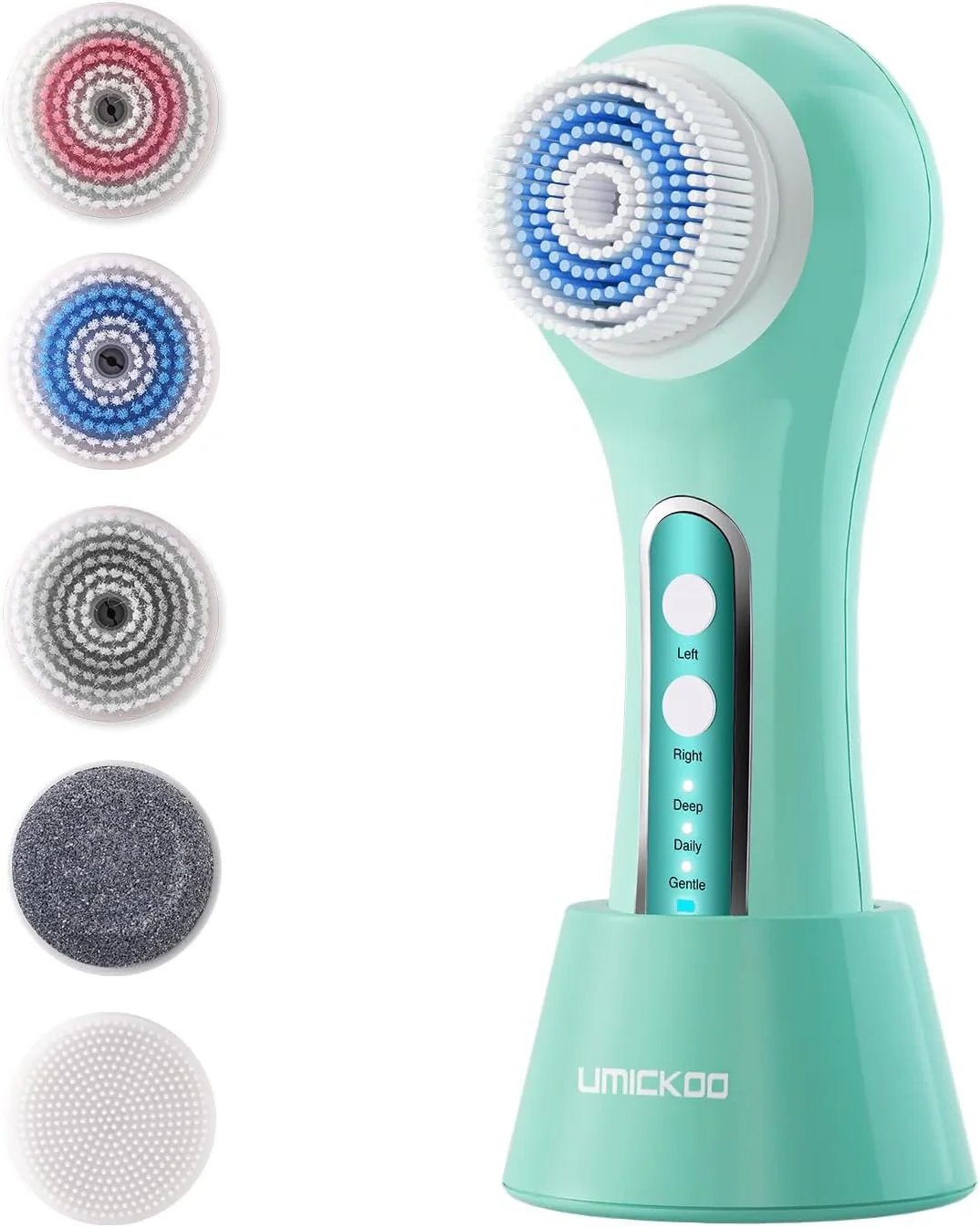Rechargeable Electric Face Scrubber & Exfoliator – 5 Brush Heads, IPX7 Waterproof Spin Brush for Deep Cleansing & Massage