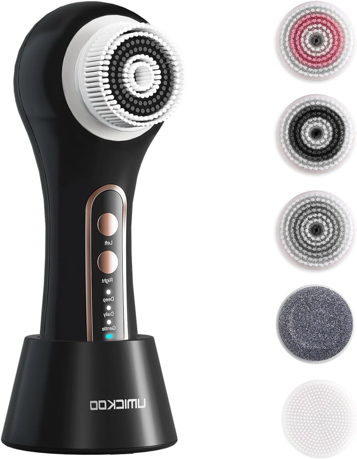 Rechargeable Electric Face Scrubber & Exfoliator – 5 Brush Heads, IPX7 Waterproof Spin Brush for Deep Cleansing & Massage