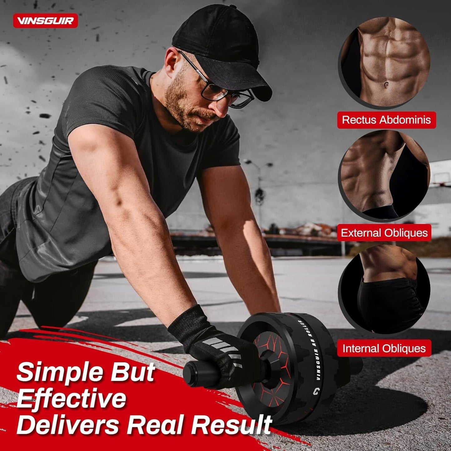Ab Roller Wheel with Knee Pad – Core Strength Training Equipment for Abdominal & Full-Body Workouts at Home or Gym