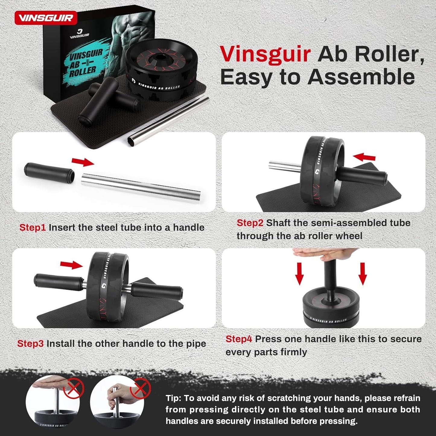 Ab Roller Wheel with Knee Pad – Core Strength Training Equipment for Abdominal & Full-Body Workouts at Home or Gym