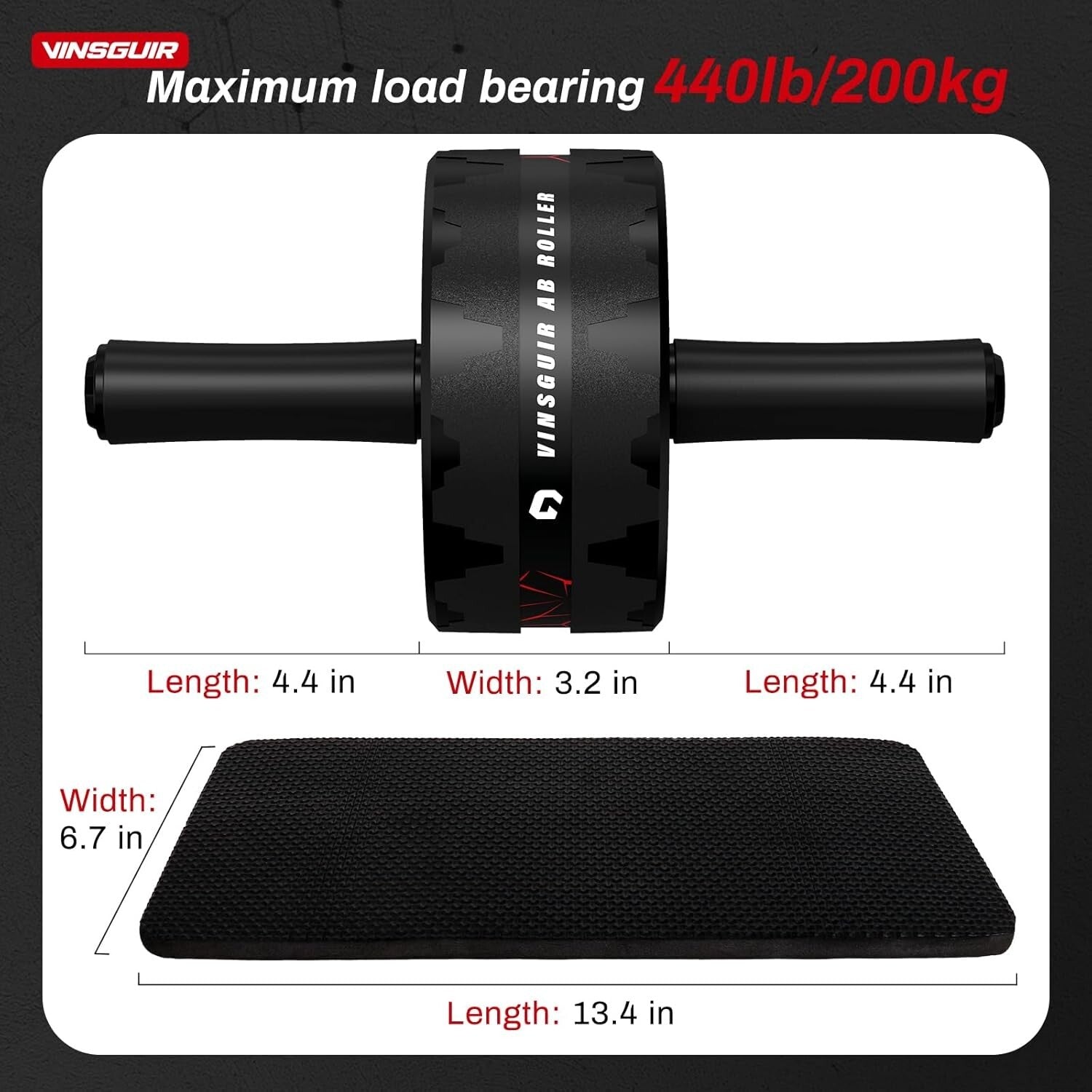 Ab Roller Wheel with Knee Pad – Core Strength Training Equipment for Abdominal & Full-Body Workouts at Home or Gym