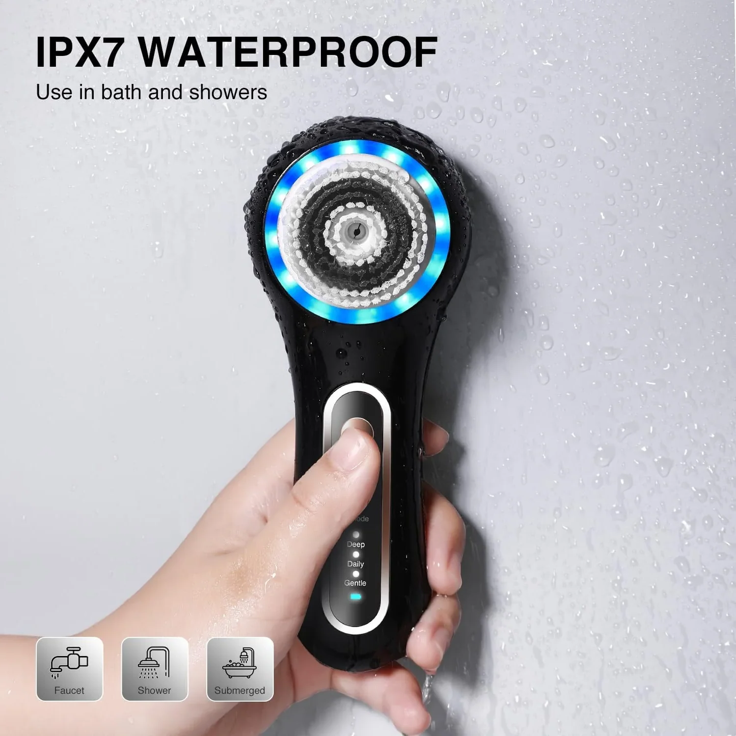 Rechargeable Electric Face Scrubber & Exfoliator – 5 Brush Heads, IPX7 Waterproof Spin Brush for Deep Cleansing & Massage