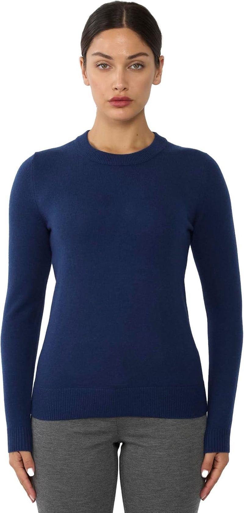 Women'S 100% Pure Cashmere Long Sleeve Crew Neck Sweater