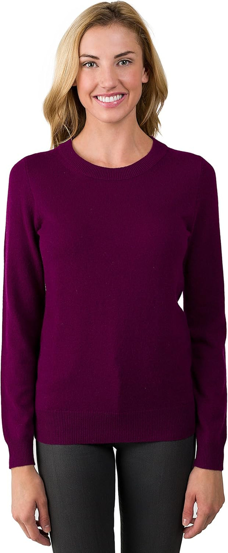 Women'S 100% Pure Cashmere Long Sleeve Crew Neck Sweater