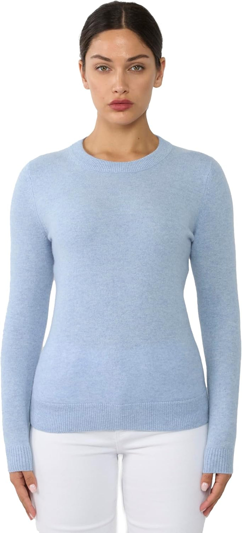 Women'S 100% Pure Cashmere Long Sleeve Crew Neck Sweater
