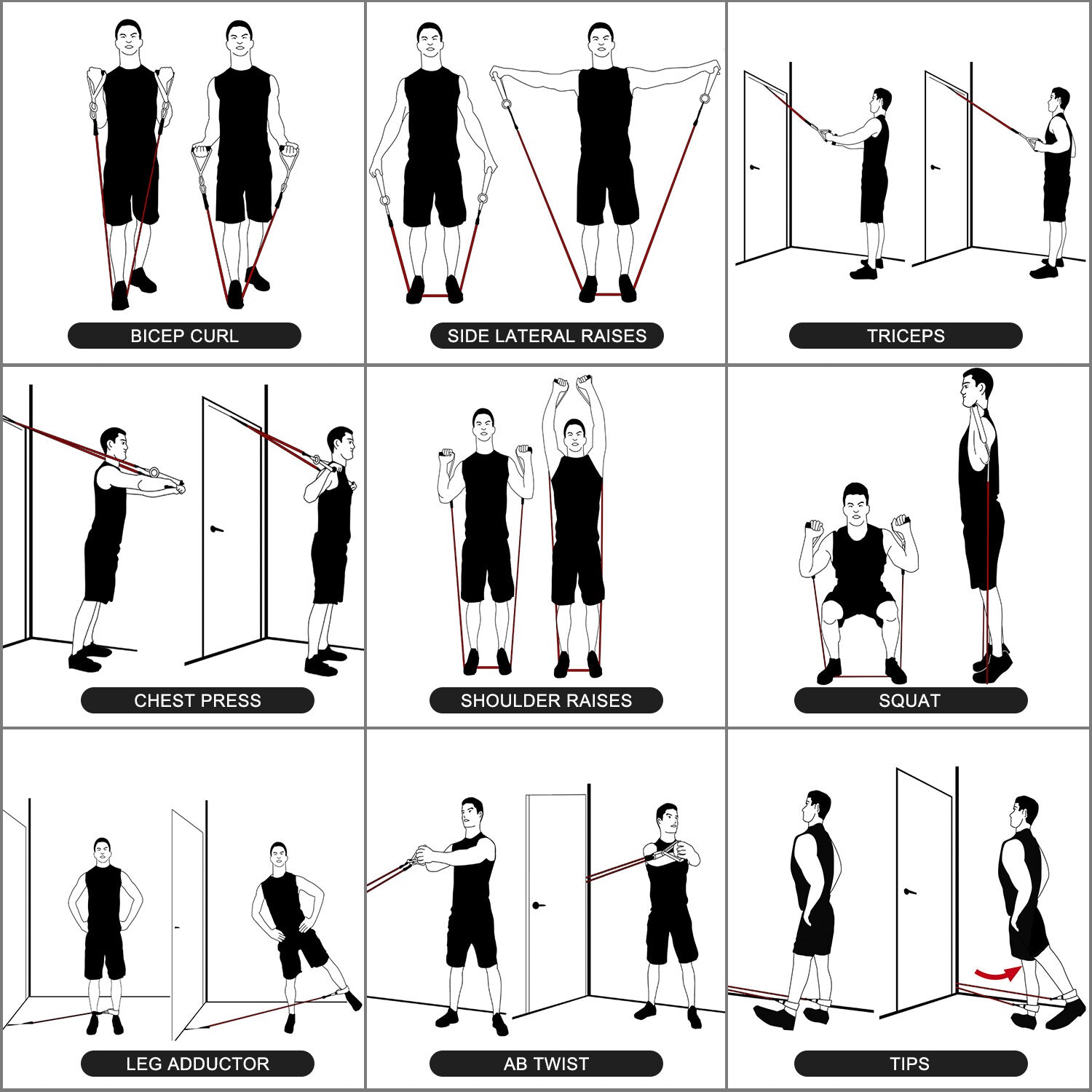 XPRT Fitness 11-Piece Resistance Bands Set 150LB - Ultimate Home Gym Kit