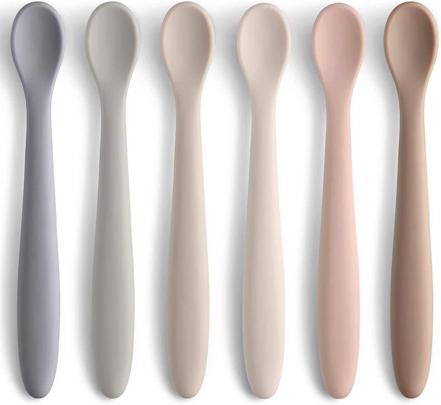 Silicone Baby Feeding Spoons (6 Pack) – Soft-Tip Training Utensils for Self-Feeding Infants & Toddlers