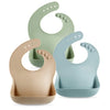 Set of 3 Silicone Baby Bibs – Soft, Waterproof & Adjustable for Boys & Girls (Brown/Blue/Green, 10–72 Months)