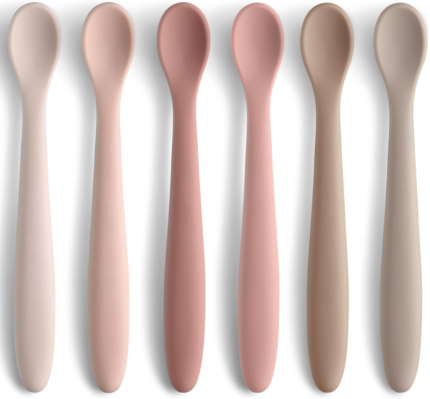 Silicone Baby Feeding Spoons (6 Pack) – Soft-Tip Training Utensils for Self-Feeding Infants & Toddlers