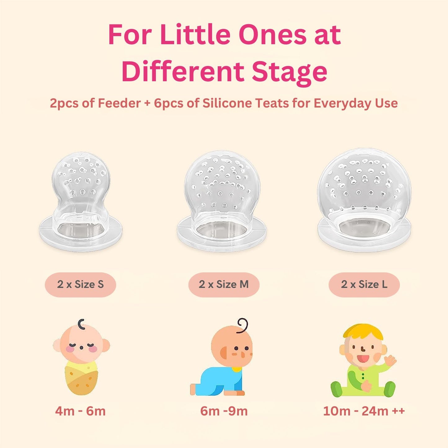 Baby Fruit Feeder Pacifier (2 Pack) – Teething Toy & Weaning Nibbler with Extra Silicone Sacs
