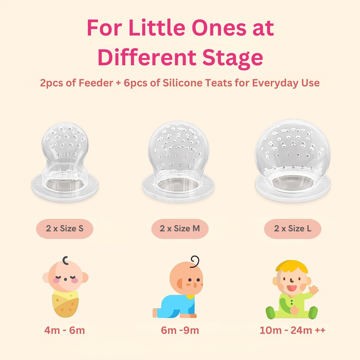 Baby Fruit Feeder Pacifier (2 Pack) – Teething Toy & Weaning Nibbler with Extra Silicone Sacs