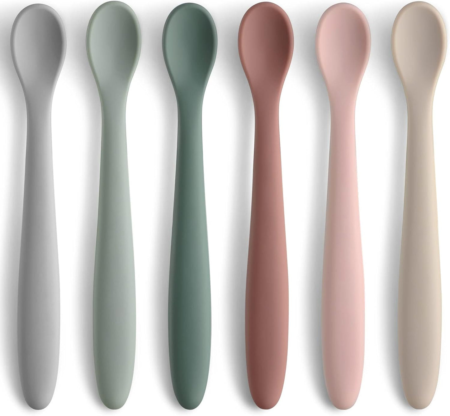 Silicone Baby Feeding Spoons (6 Pack) – Soft-Tip Training Utensils for Self-Feeding Infants & Toddlers