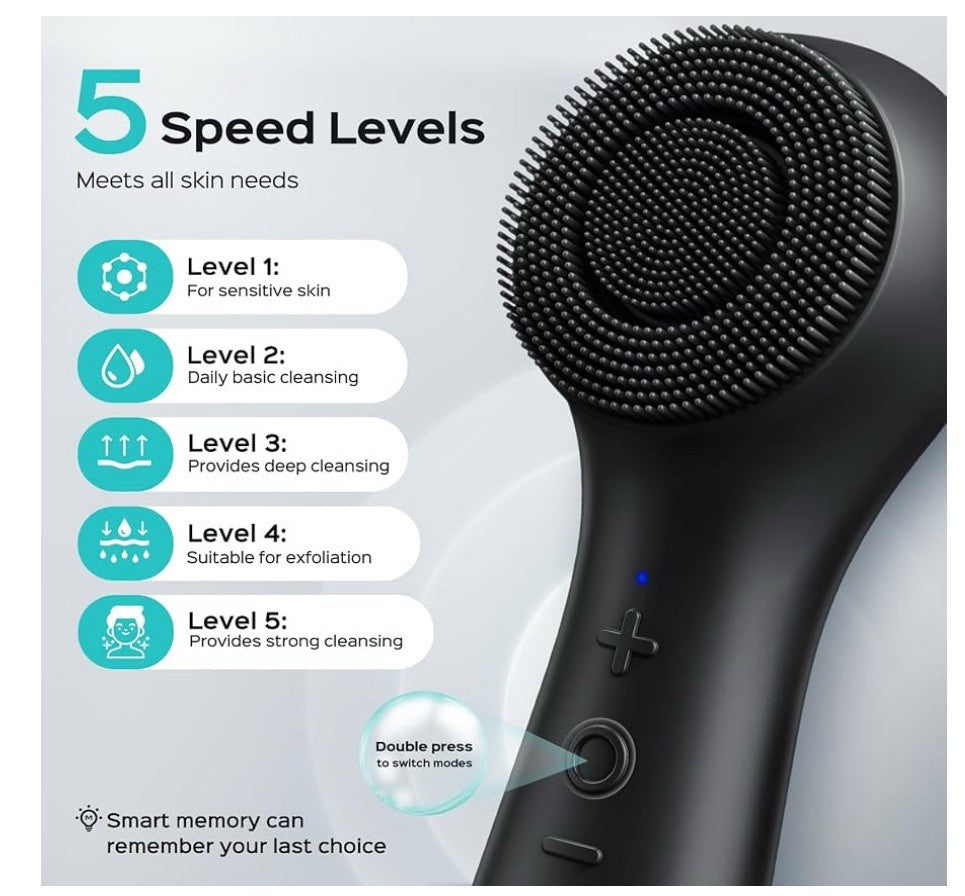 Face Scrubber Facial Cleansing Brush: 2 in 1 Spin and Vibration Patented Tech