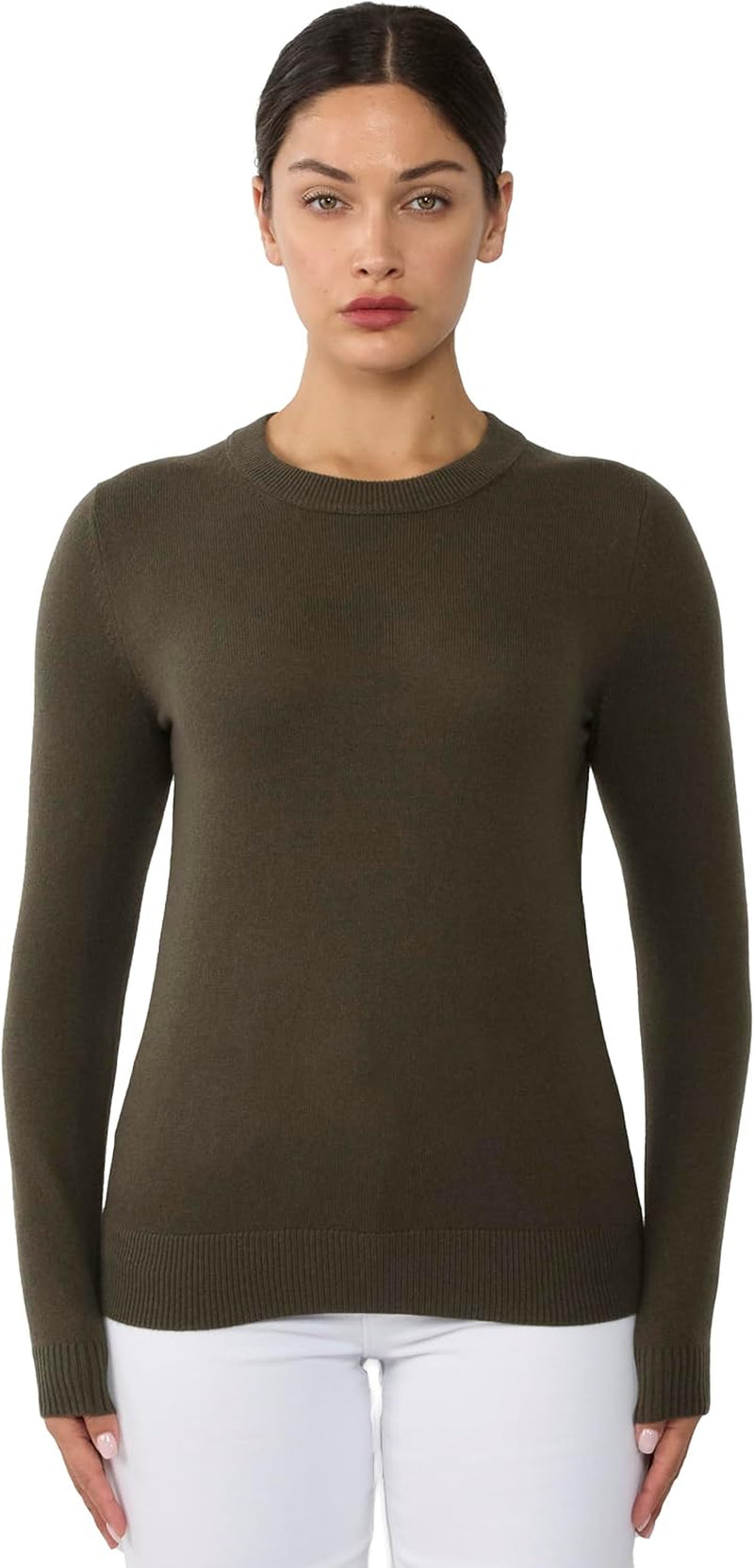 Women'S 100% Pure Cashmere Long Sleeve Crew Neck Sweater
