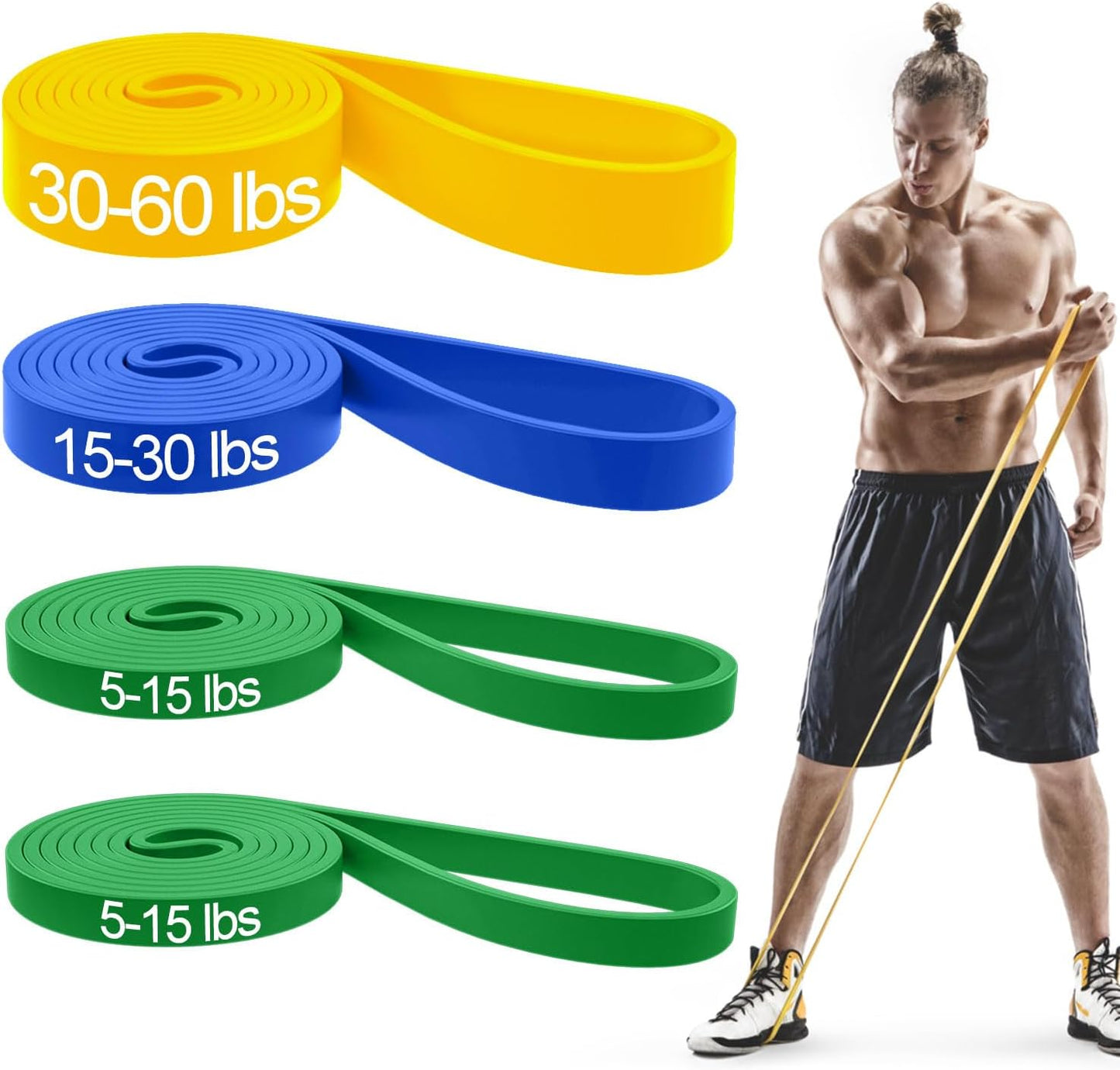 Pull-Up Bands Set for Men & Women – Resistance Bands for Strength Training, Muscle Building, Body Stretching & Physical Therapy