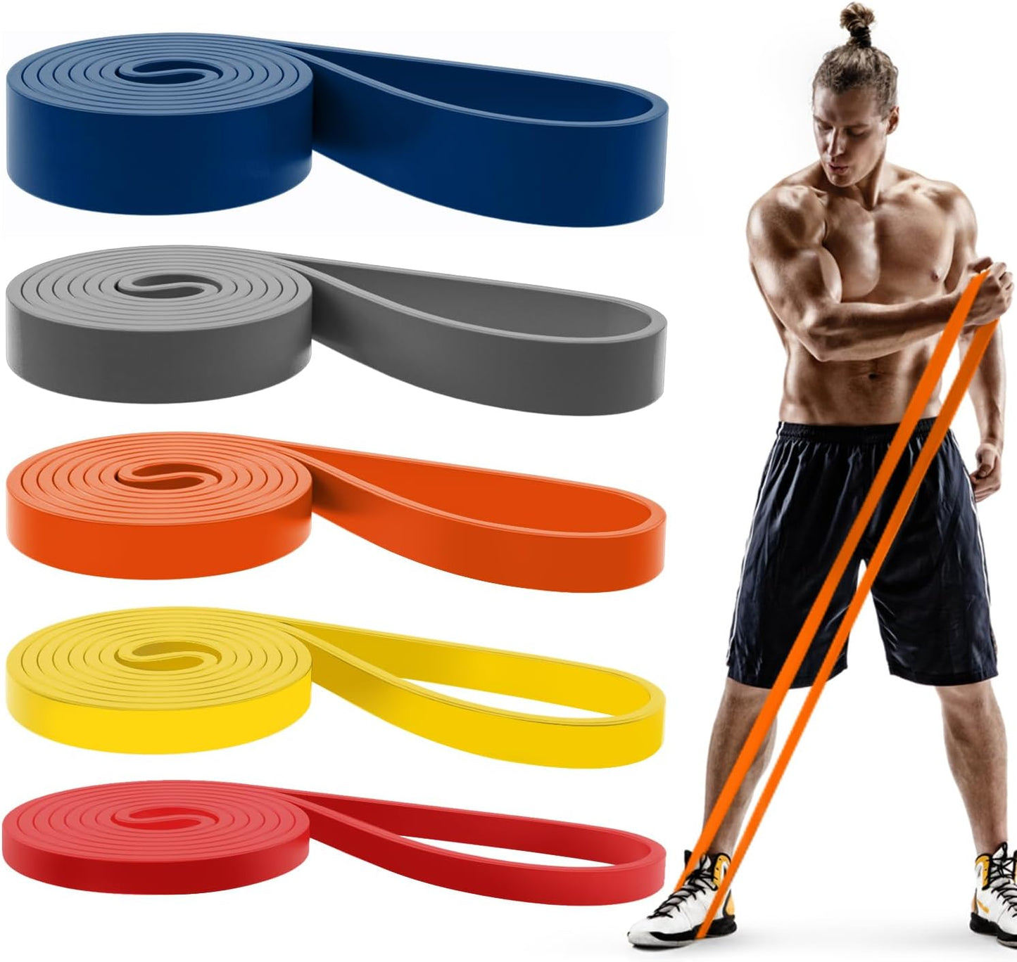 Pull-Up Bands Set for Men & Women – Resistance Bands for Strength Training, Muscle Building, Body Stretching & Physical Therapy