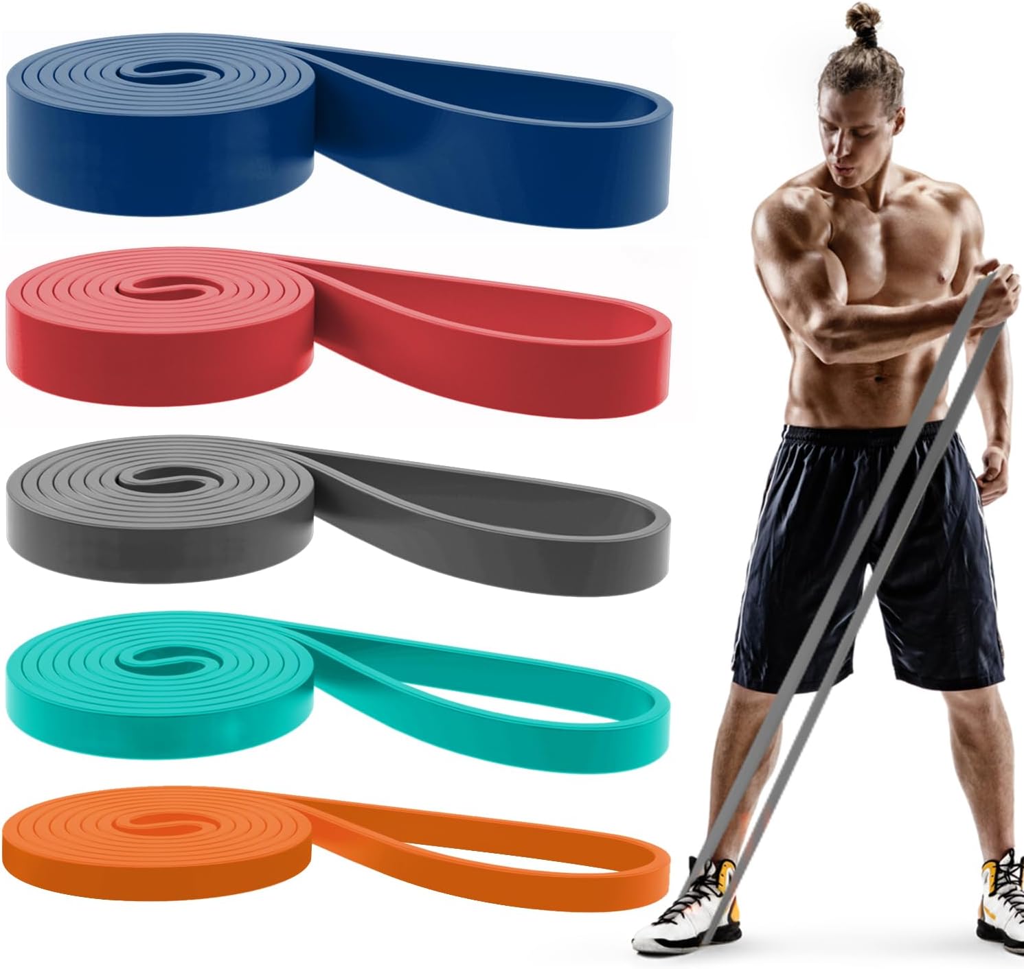 Pull-Up Bands Set for Men & Women – Resistance Bands for Strength Training, Muscle Building, Body Stretching & Physical Therapy