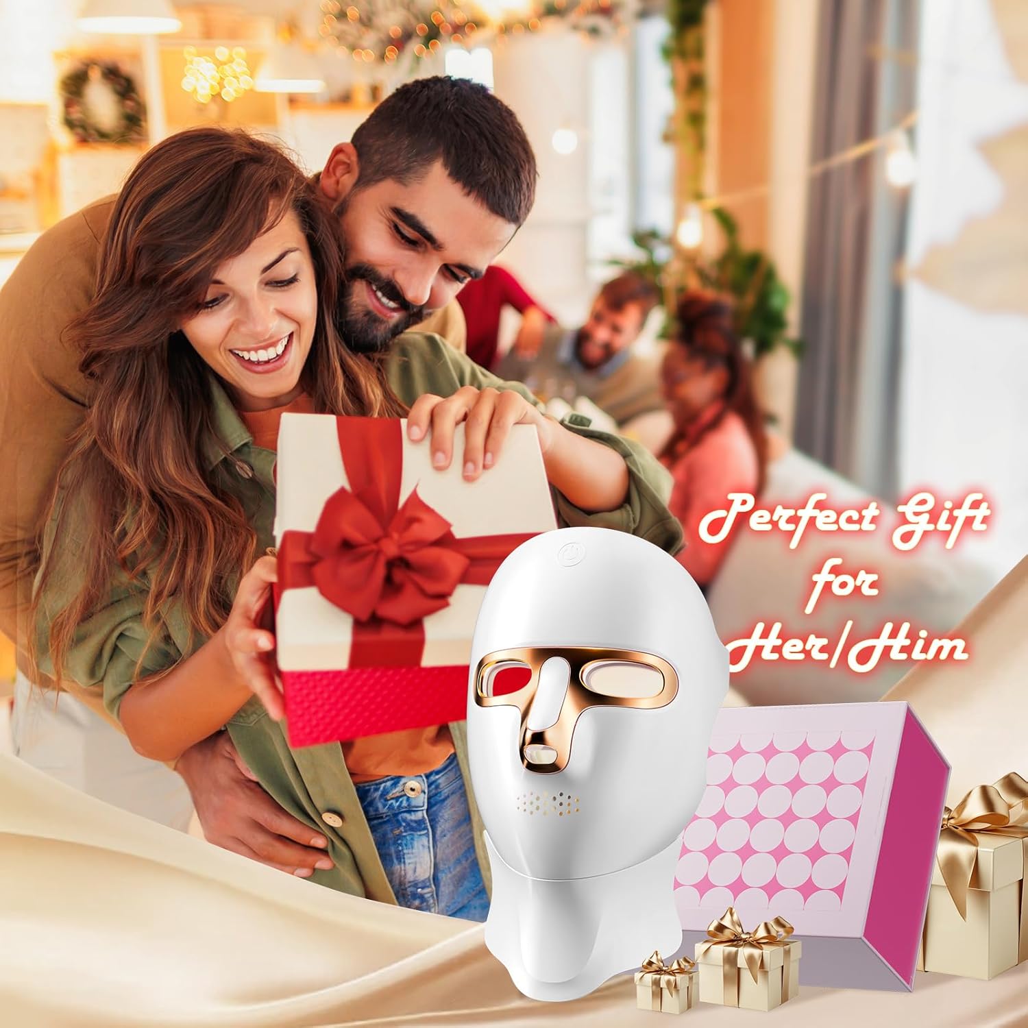 Red Light Therapy Mask for Face,Cordless LED Face Mask Light Therapy,Usb C Rechargeable,Infrared Light Therapy Mask for Home Working Travel Yoga Sleep
