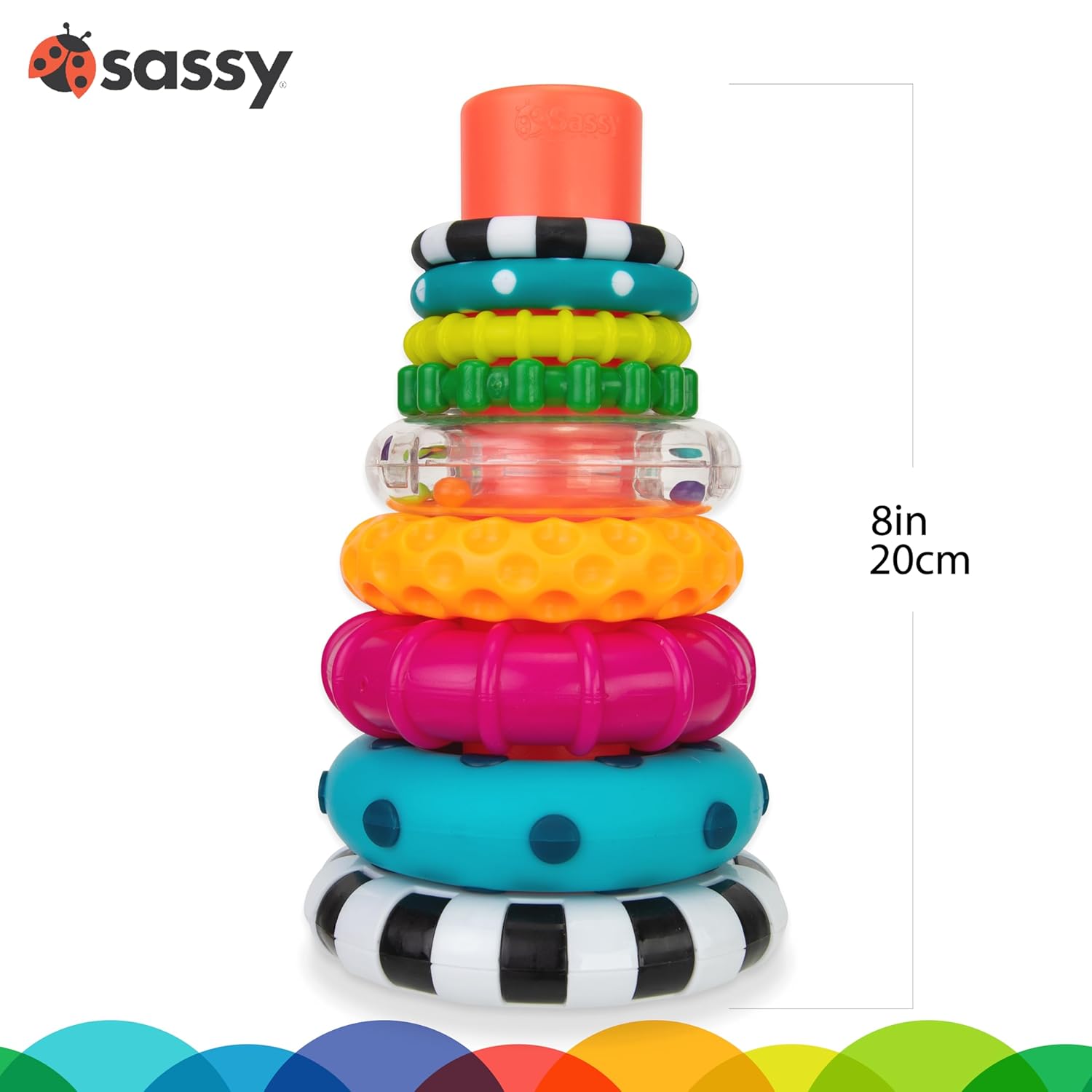 9-Piece Stacking Ring Toy – Colorful STEM Learning & Development Play for Babies 6+ Months