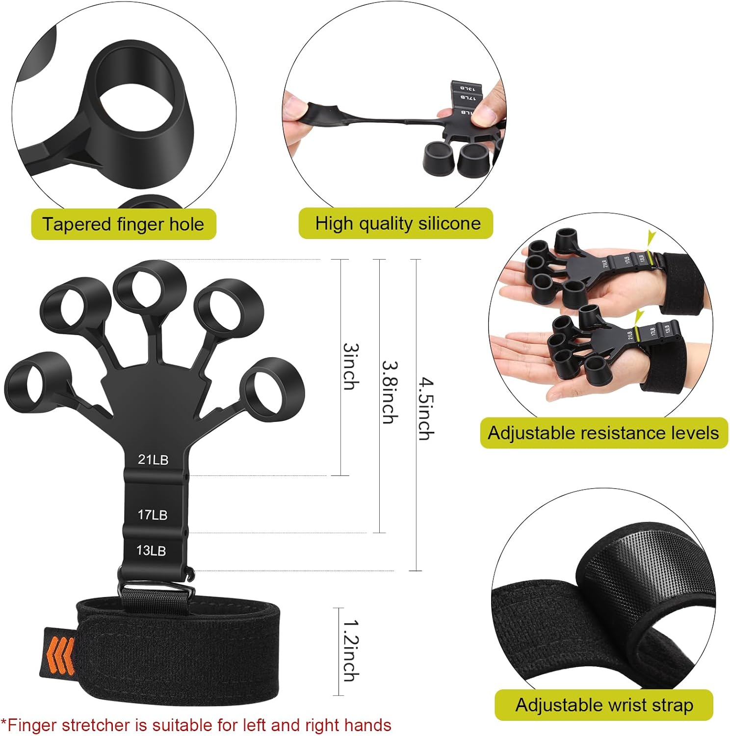 6-in-1 Grip Strength Trainer Kit – Hand Grip Strengthener, Finger Exerciser, Forearm Workout Ring & Extension Bands for Muscle Building & Injury Recovery