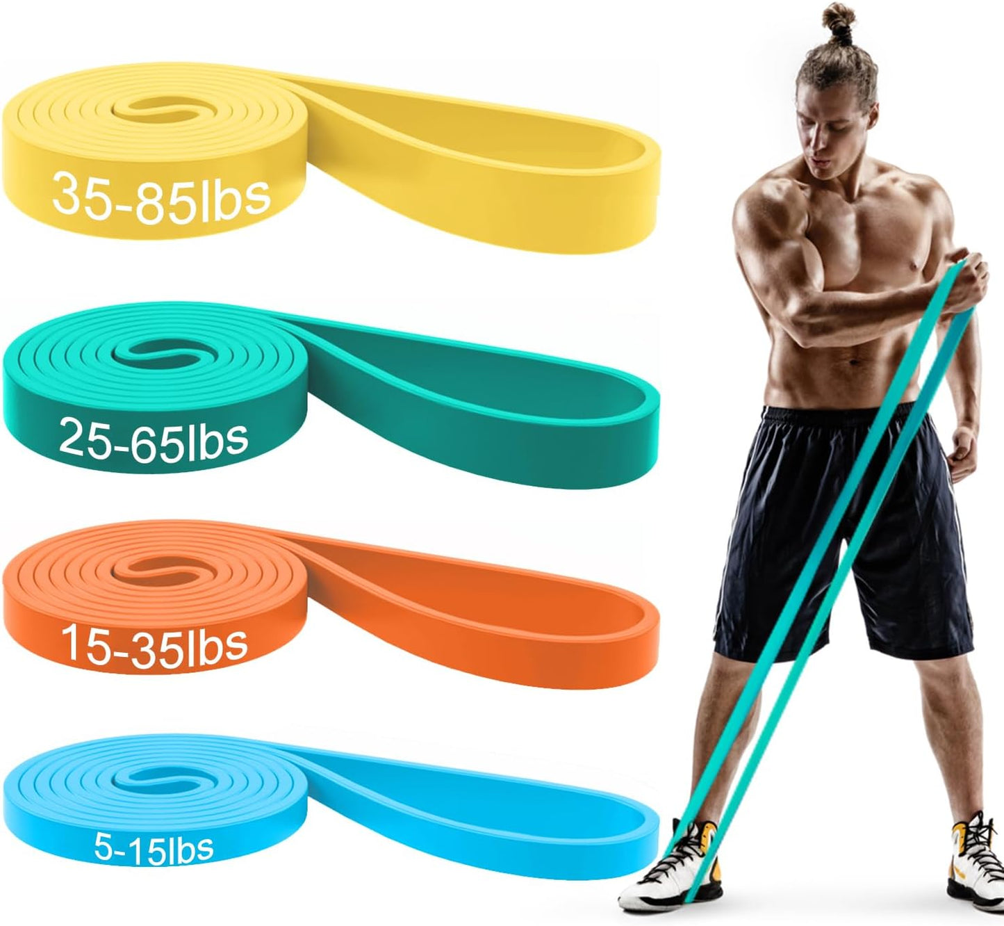 Pull-Up Bands Set for Men & Women – Resistance Bands for Strength Training, Muscle Building, Body Stretching & Physical Therapy