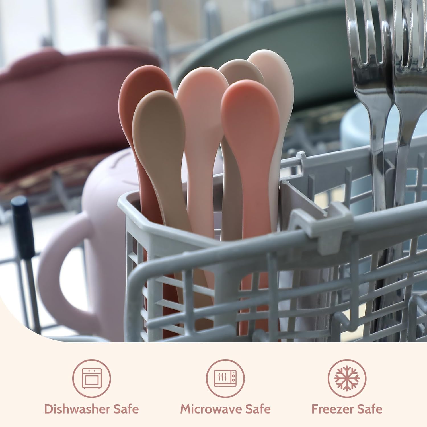 Silicone Baby Feeding Spoons (6 Pack) – Soft-Tip Training Utensils for Self-Feeding Infants & Toddlers