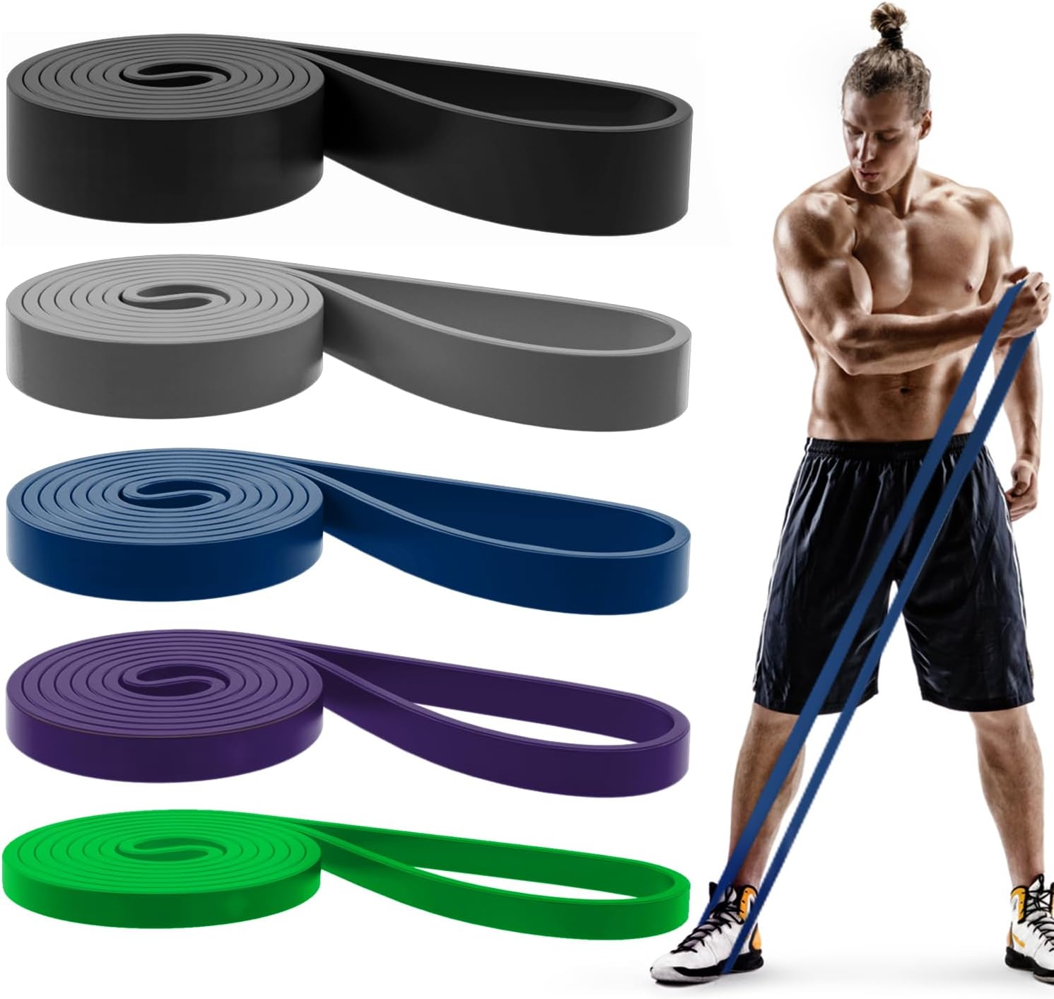 Pull-Up Bands Set for Men & Women – Resistance Bands for Strength Training, Muscle Building, Body Stretching & Physical Therapy