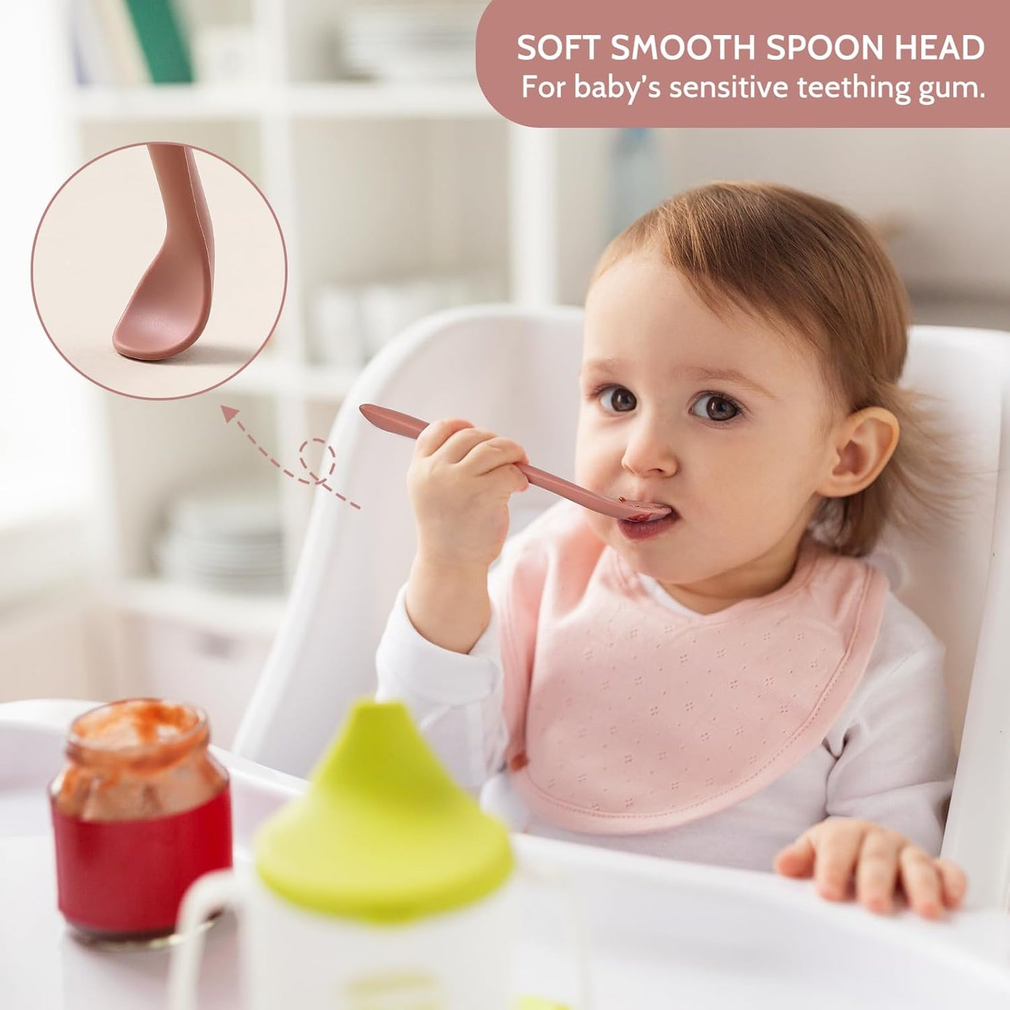 Silicone Baby Feeding Spoons (6 Pack) – Soft-Tip Training Utensils for Self-Feeding Infants & Toddlers