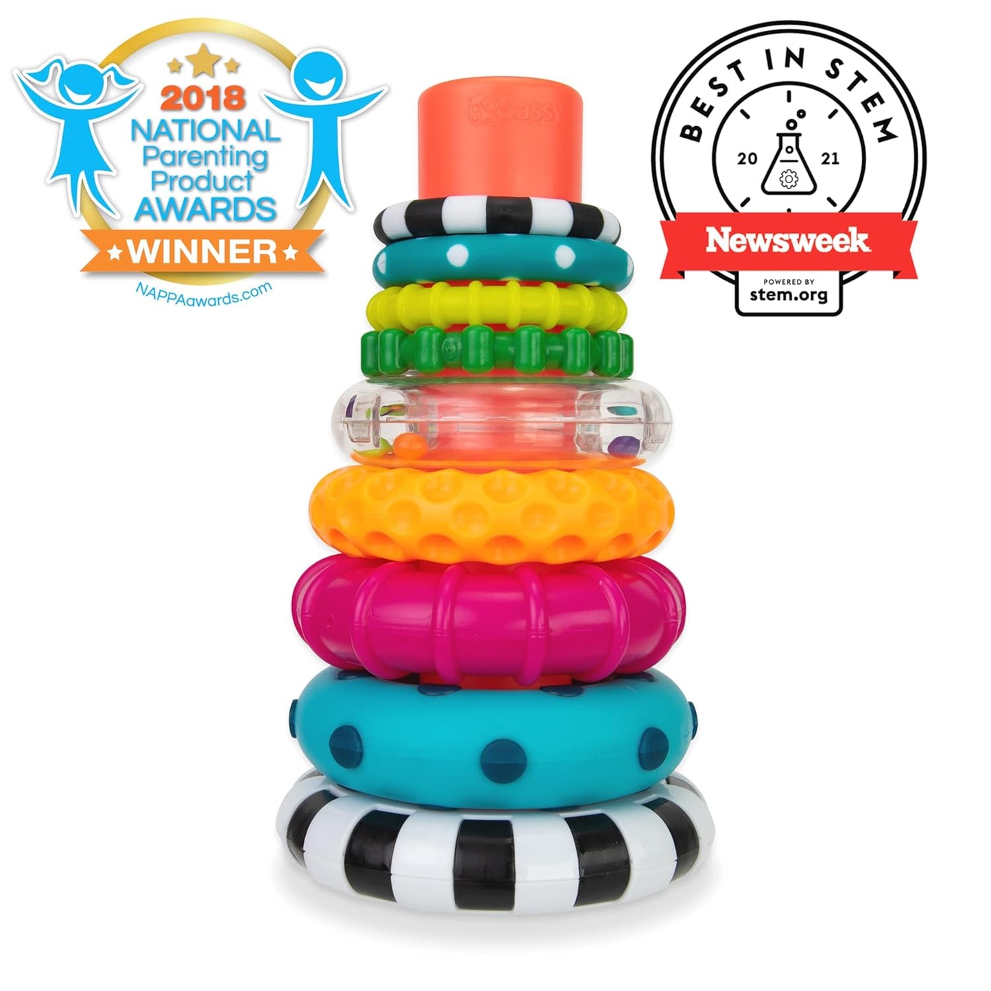 9-Piece Stacking Ring Toy – Colorful STEM Learning & Development Play for Babies 6+ Months