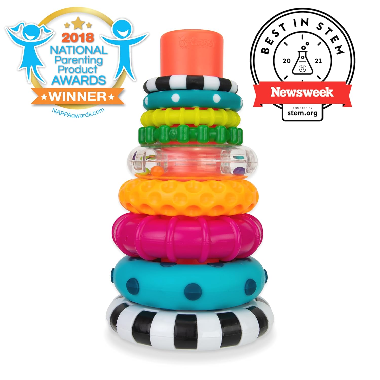 9-Piece Stacking Ring Toy – Colorful STEM Learning & Development Play for Babies 6+ Months