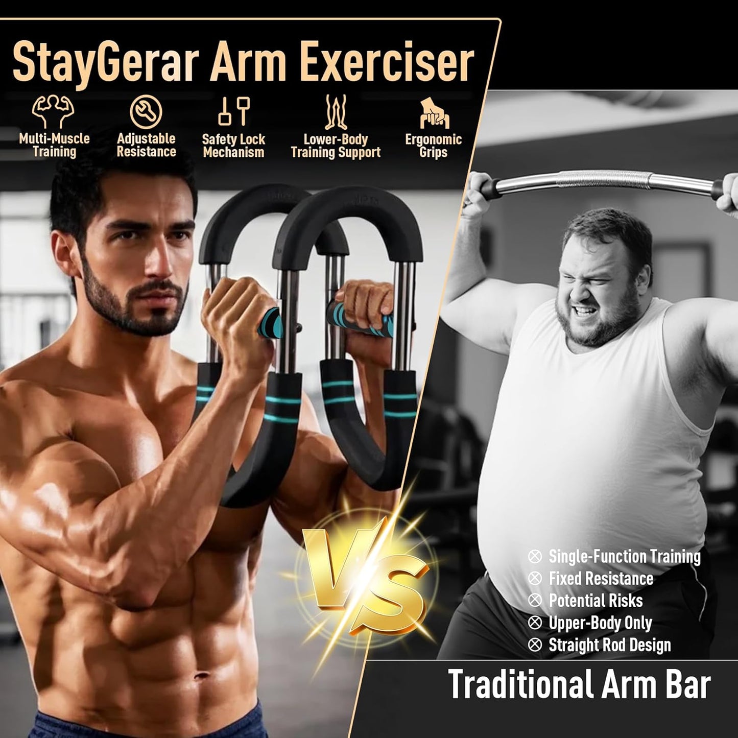 Twister Arm Trainer Pro – Multifunctional 2-in-1 Adjustable Chest Expander & Arm Strength Bar for Full Upper Body Workout