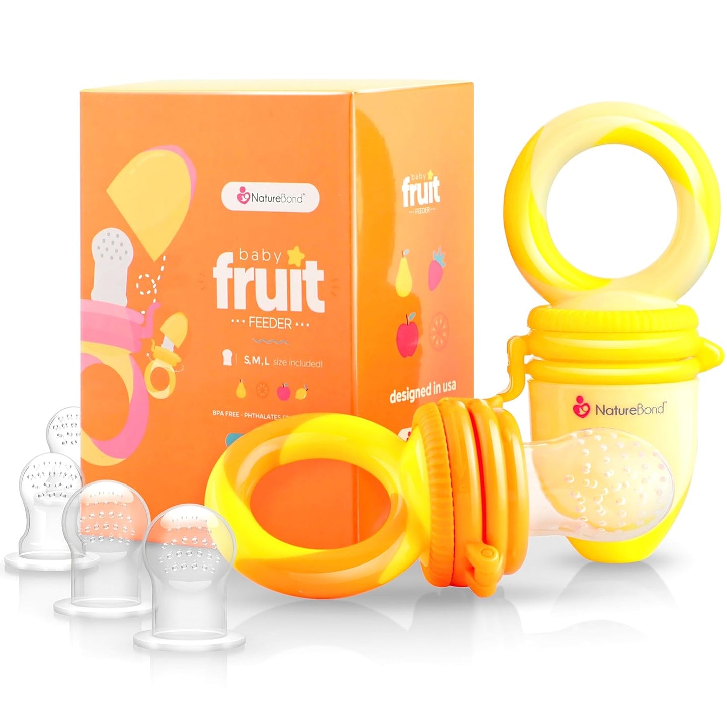 Baby Fruit Feeder Pacifier (2 Pack) – Teething Toy & Weaning Nibbler with Extra Silicone Sacs