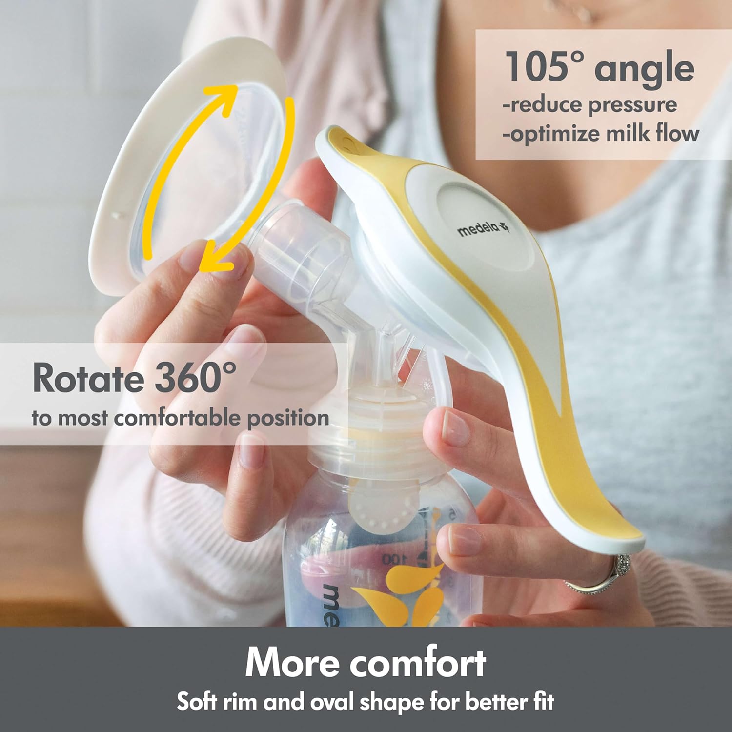 Manual Breast Pump with Soft Flex Shields – Harmony Single-Hand Operation for Comfortable & Efficient Milk Expression