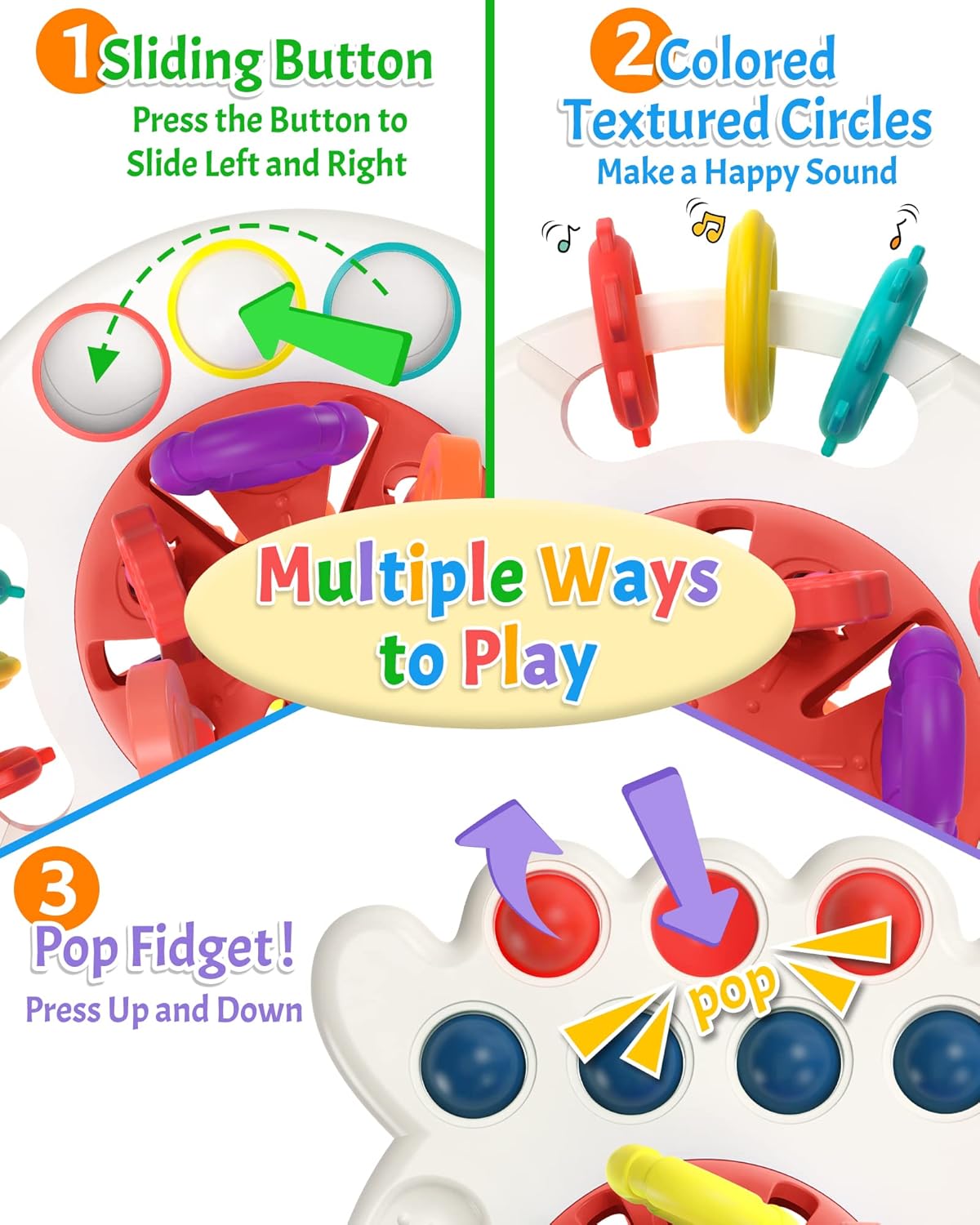 Baby Sensory Montessori Pull String Silicone Teething Toy – Travel & Birthday Gift for 6–18 Months Boys & Girls