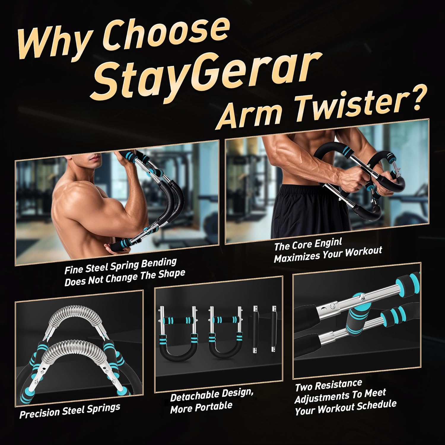 Twister Arm Trainer Pro – Multifunctional 2-in-1 Adjustable Chest Expander & Arm Strength Bar for Full Upper Body Workout