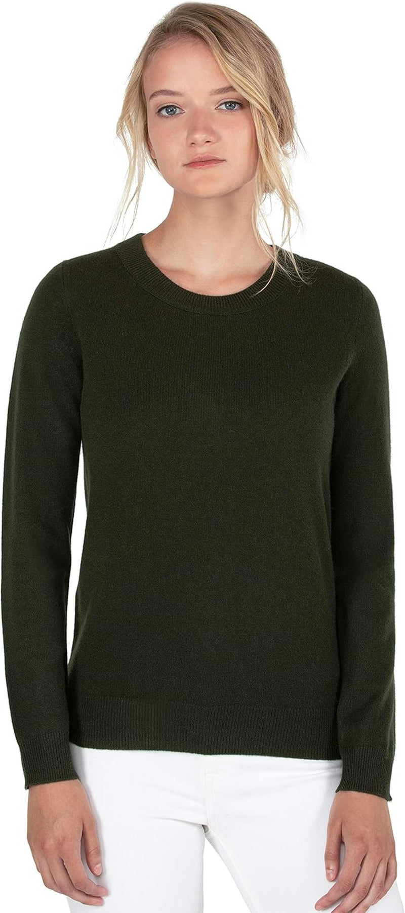 Women'S 100% Pure Cashmere Long Sleeve Crew Neck Sweater