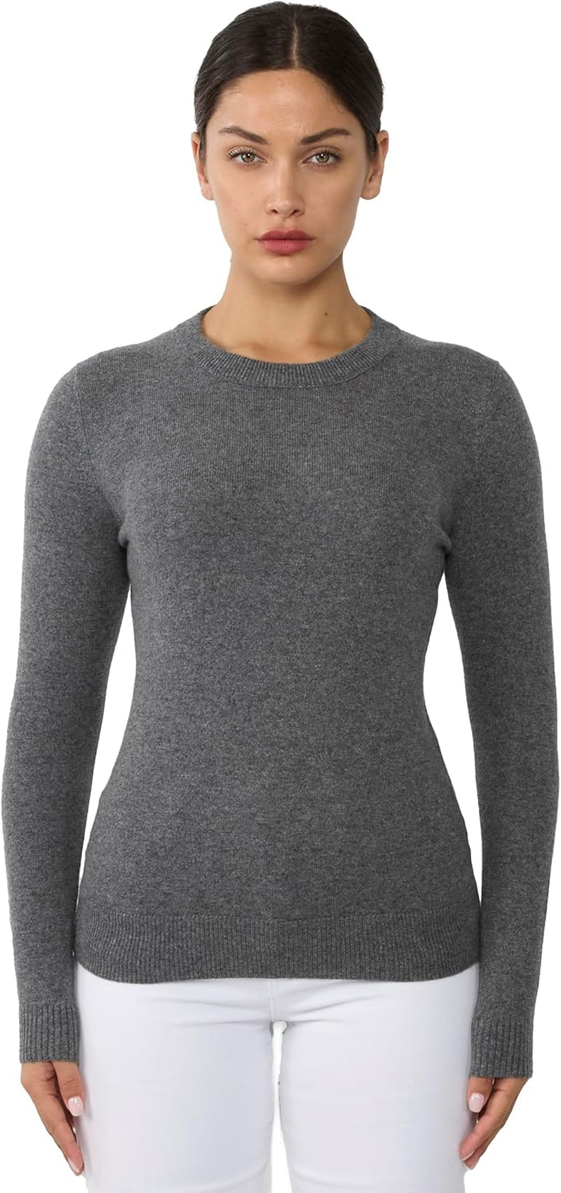 Women'S 100% Pure Cashmere Long Sleeve Crew Neck Sweater