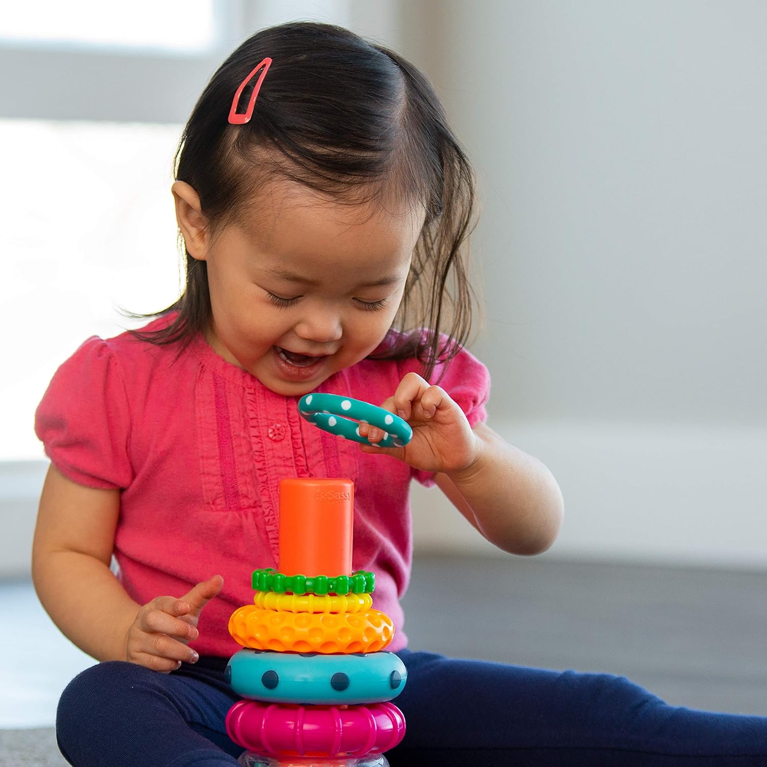 9-Piece Stacking Ring Toy – Colorful STEM Learning & Development Play for Babies 6+ Months