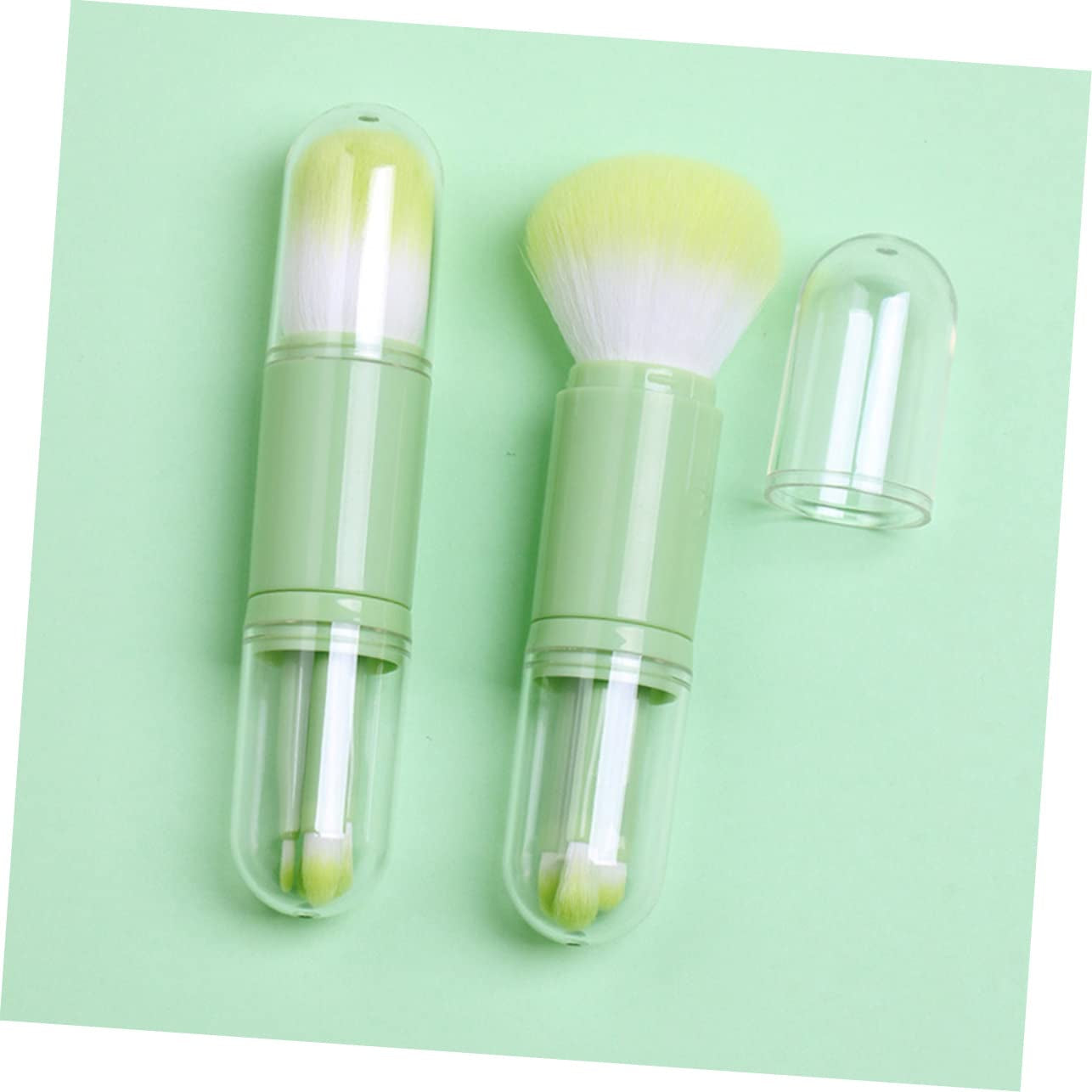Double-Ended Retractable Powder Brush Makeup Brush Set Portable Soft Artificial for Women and Girls