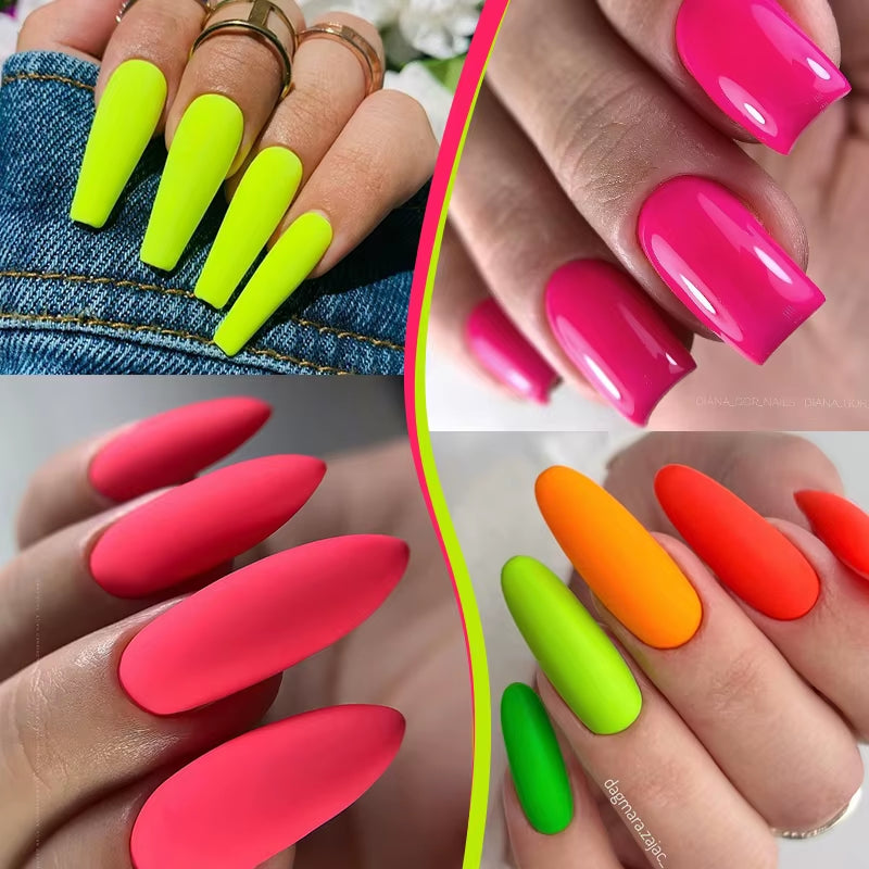 Fluorescent Nail Gel Polish Orange Red Neon Bright Color Summer Series Soak off for Manicure Nail Art UV Gel Varnish